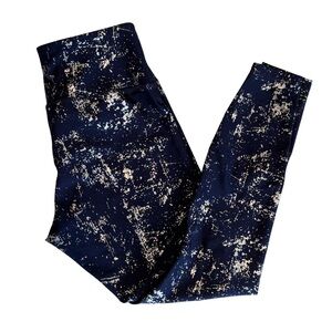 Puma Navy Blue and Silver Splatter Athletic Fashion Streetwear Leggings Medium